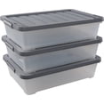 thumbnail image 1 of 3-pack 40 Quarts Large Plastic Under Bed Boxes with Wheels, Shallow Storage Tote Bins, 1 of 7