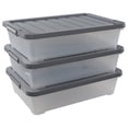 thumbnail image 1 of 3-pack 40 Quarts Large Plastic Under Bed Boxes with Wheels, Shallow Storage Tote Bins, 1 of 7