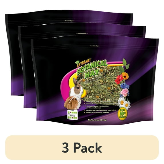 (3 pack) Premium 40oz Botanical Hay for Small Animals