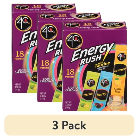 (3 pack) 4C Energy Rush with Taurine Variety Pack Drink Mix
