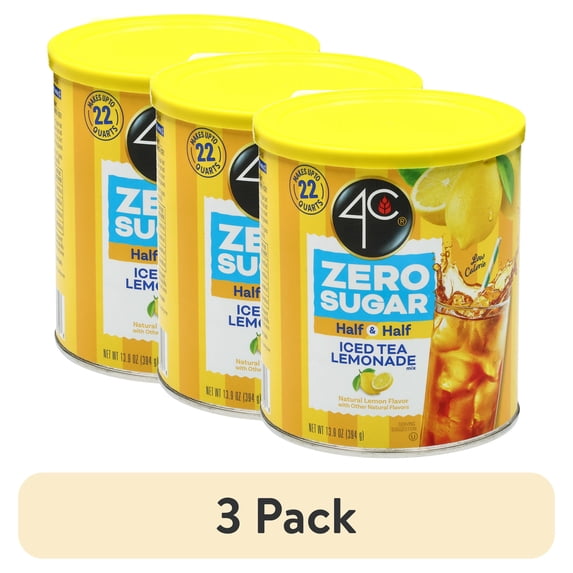 (3 pack) 4C Zero Sugar Half & Half Iced Tea/Lemonade Mix 13.9 oz. Canister