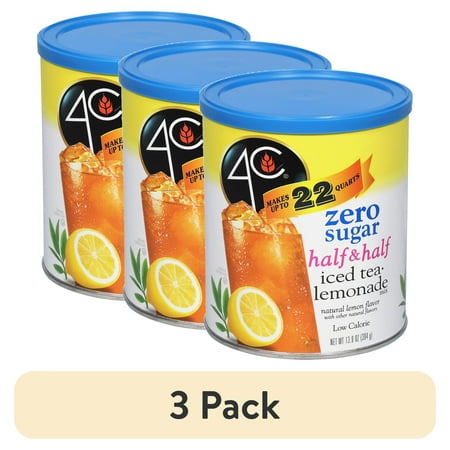 (3 pack) 4C Zero Sugar Half & Half Iced Tea/Lemonade Mix 13.9 oz. Canister
