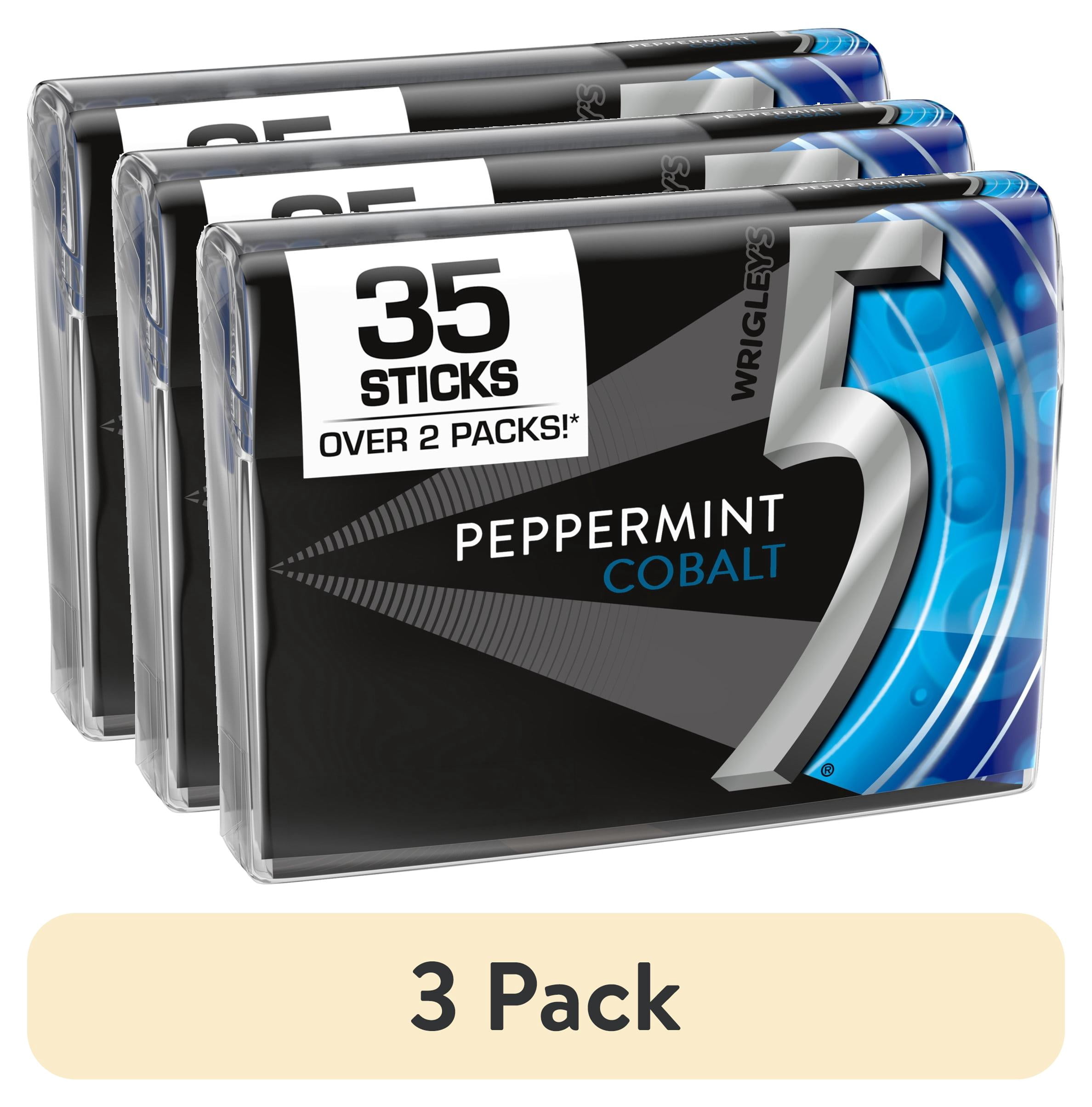 (3 pack) 5 Gum Peppermint Cobalt Sugar Free Chewing Gum, Five Gum - 35 ct