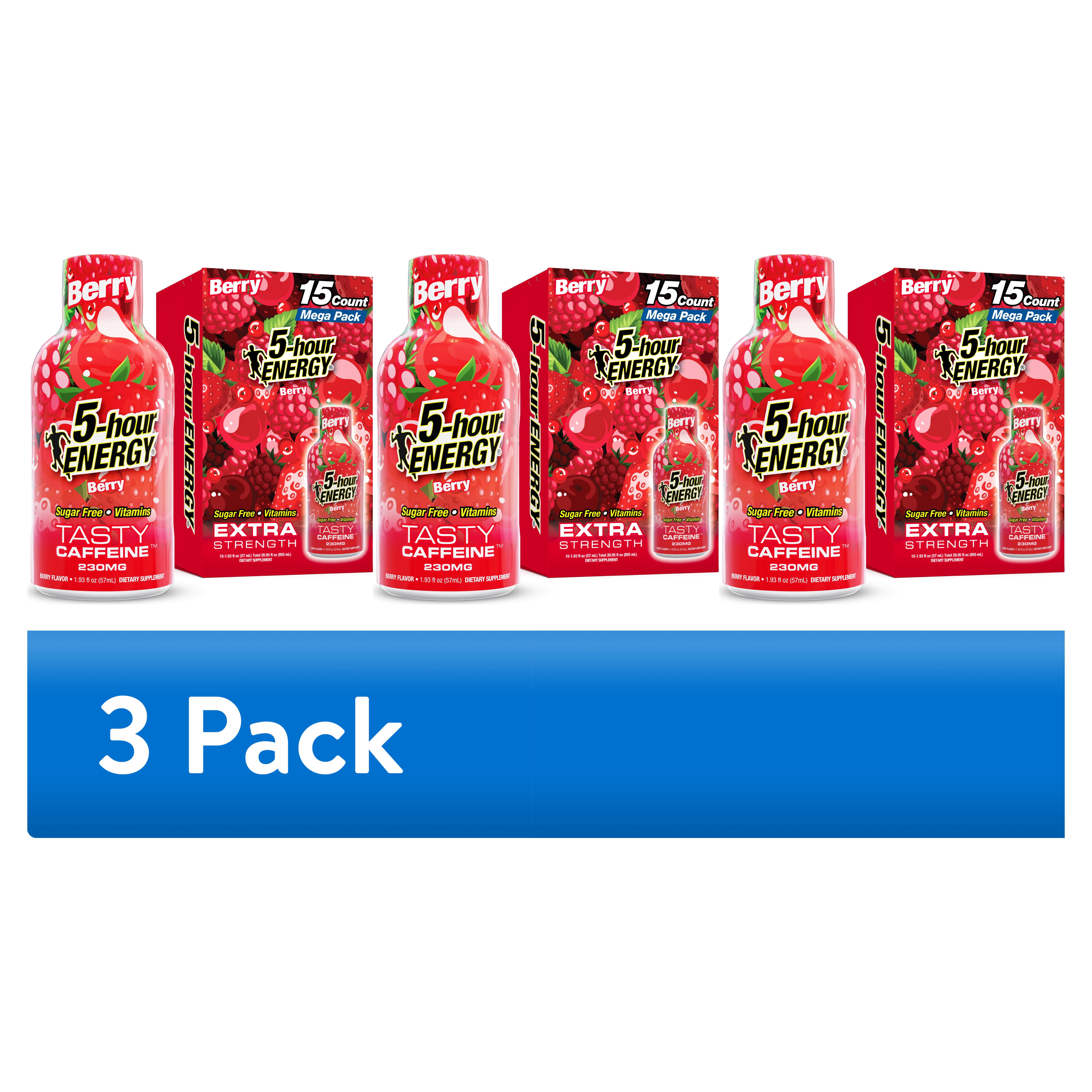 (3 pack) 5-hour ENERGY Shot, Extra Strength, Berry, 15 Count