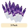 thumbnail image 1 of (3 pack) 50-Count Purple LED Mini Christmas Lights with White Wire, 11', Holiday Time, 1 of 7