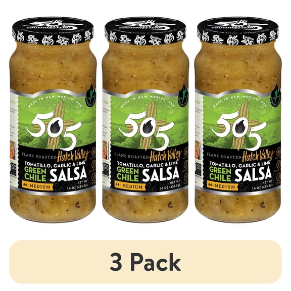 (3 pack) 505 Southwestern Hatch Valley Green Chile Medium Tomatillo/Garlic/Lime Salsa 16 oz