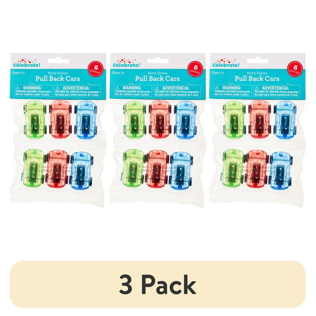Cars Party Sticker (3 pack) 6 Count, Multicolor Pull Back Cars, Party Favors, by Way To ...
