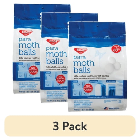 (3 pack) Enoz Para Moth Balls, Moth Killer for Clothes Moths and Carpet Beetles, 20 oz Bag, 6 Pack