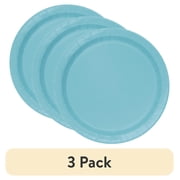 (3 pack) Teal Round 7" Disposable Paper Dessert Plates, 70 Count, by Way To Celebrate