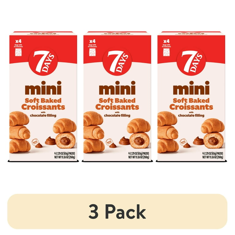 3 pack) 7Days Mini Croissants, Chocolate, Breakfast On the Go, Non