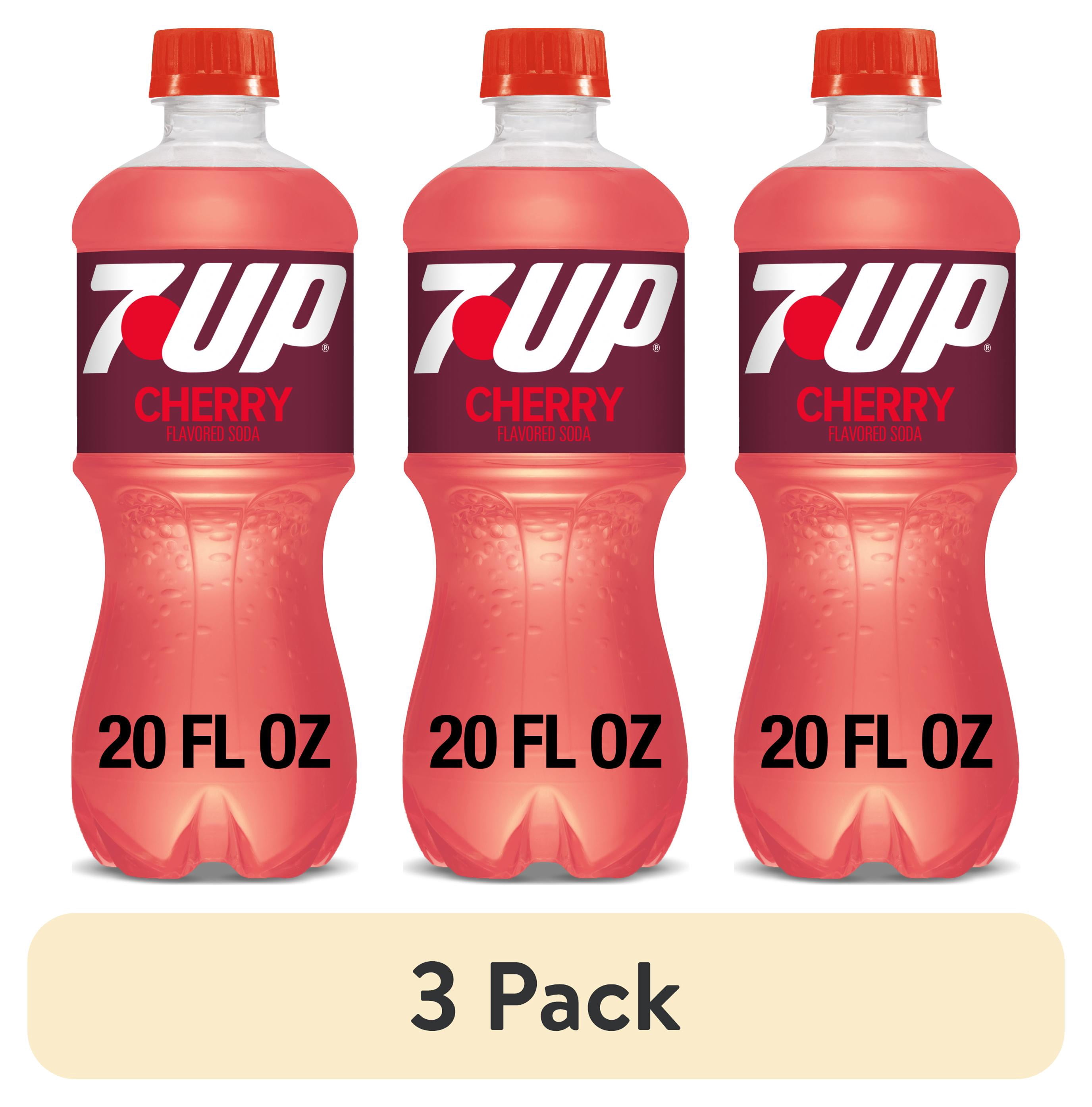 (3 pack) 7UP Caffeine Free Cherry Soda Pop, 20 fl oz, Bottle
