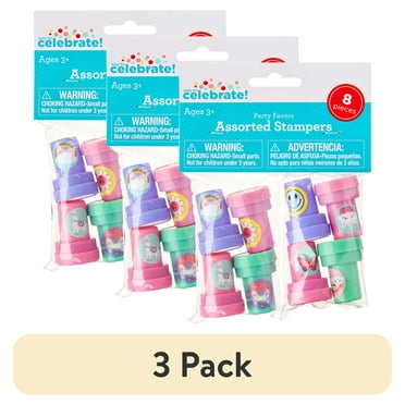 (3 pack) Assorted Stampers Party Favors for Girls, 8 Count, by Way To Celebrate