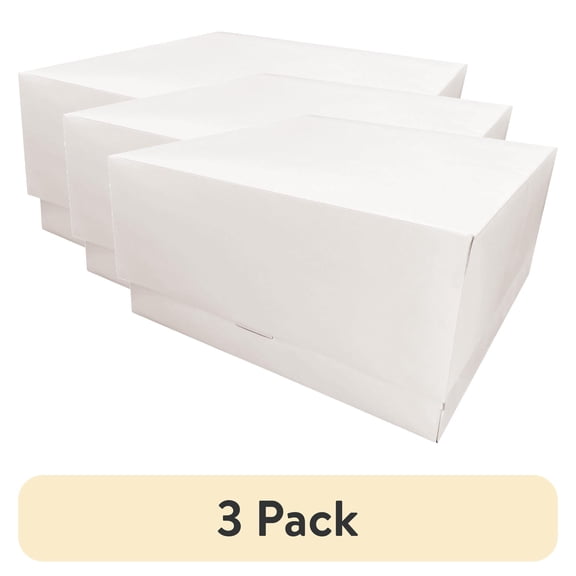 (3 pack) 8x8 White Adjustable Cake Box, by Way To Celebrate