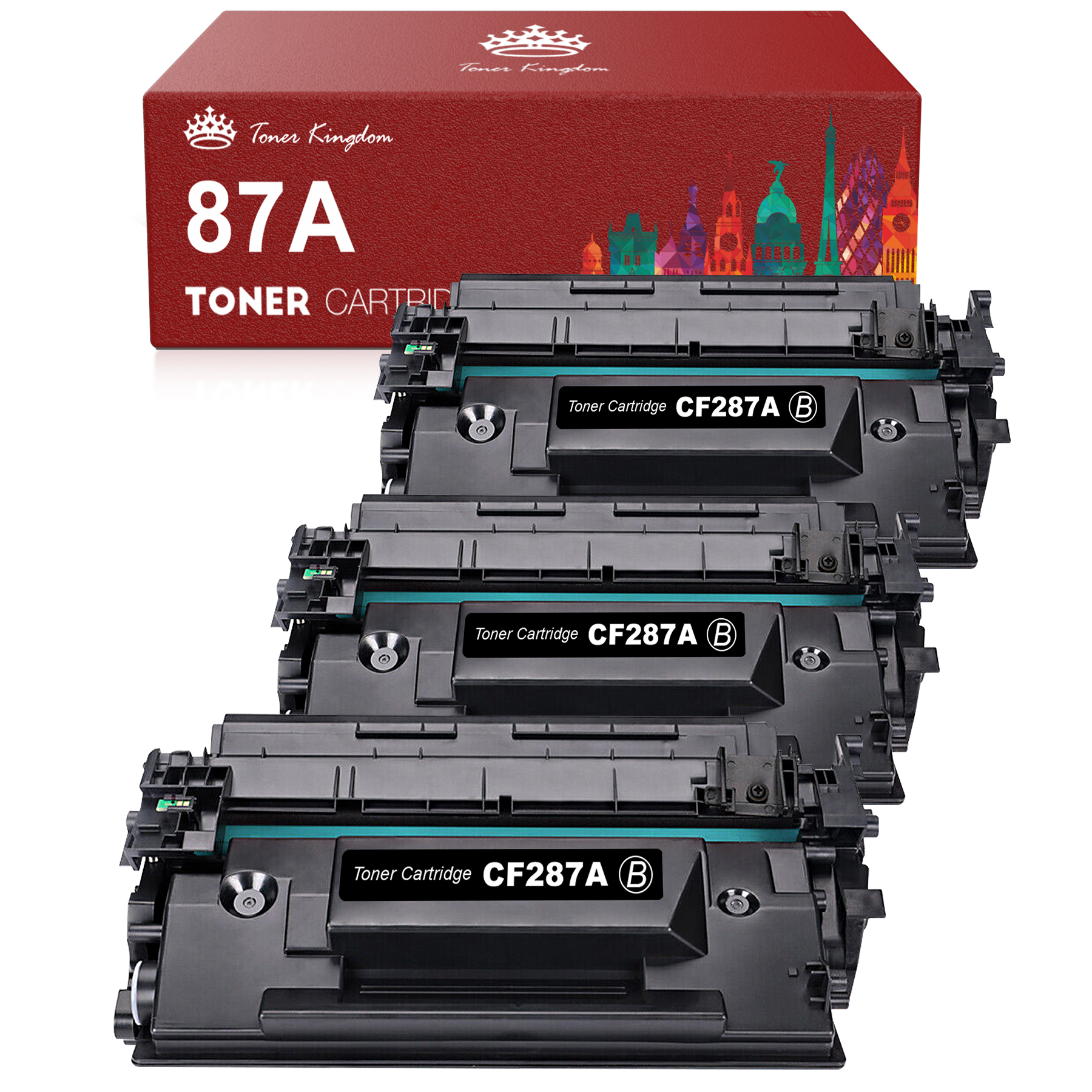 3 pack 87A (CF287A) Toner Cartridge compatible for HP 87A (CF287A) Toner Cartridge, Black - image 1 of 1