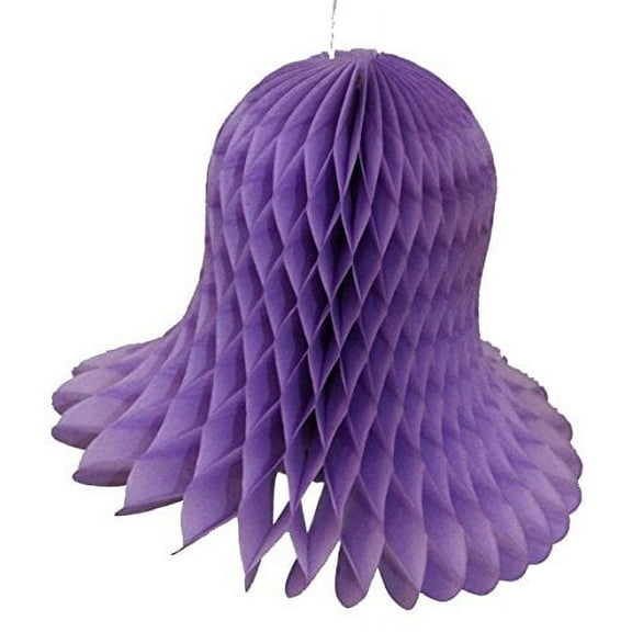 3-pack 9 Inch Hanging Honeycomb Tissue Paper Bell Decoration, Lavender, by Devra Party