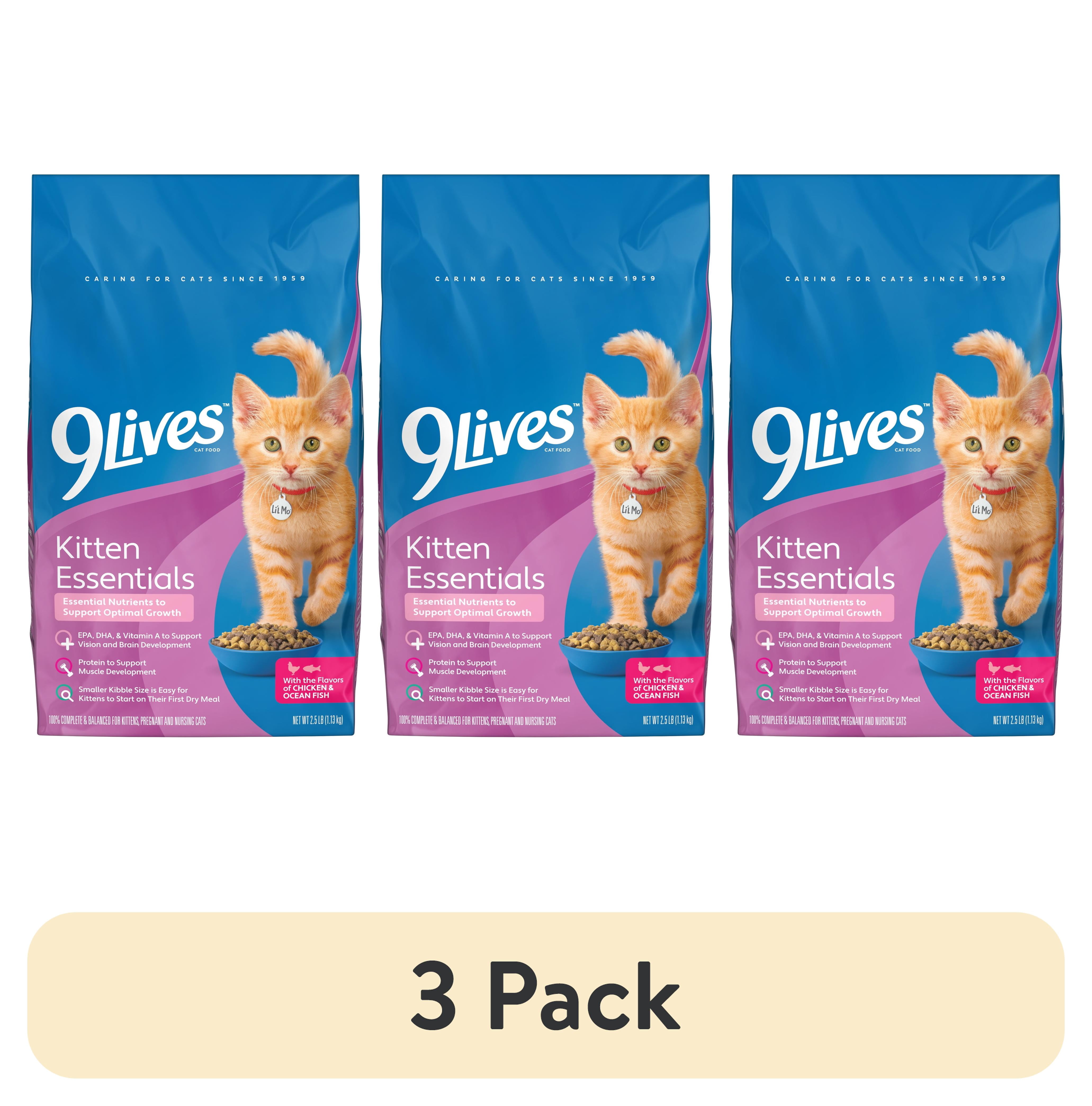 (3 pack) 9Lives Kitten Essentials Chicken & Ocean Fish Dry Cat Food, 2.5lb Bag