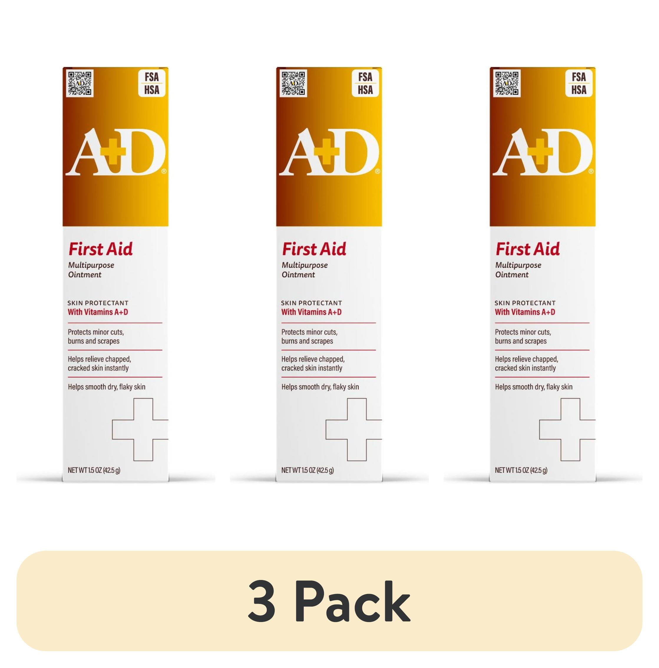 (3 pack) A+D First Aid Ointment, Dry Skin Moisturizer and Skin Protectant with Vitamins A & D, 1.5 oz