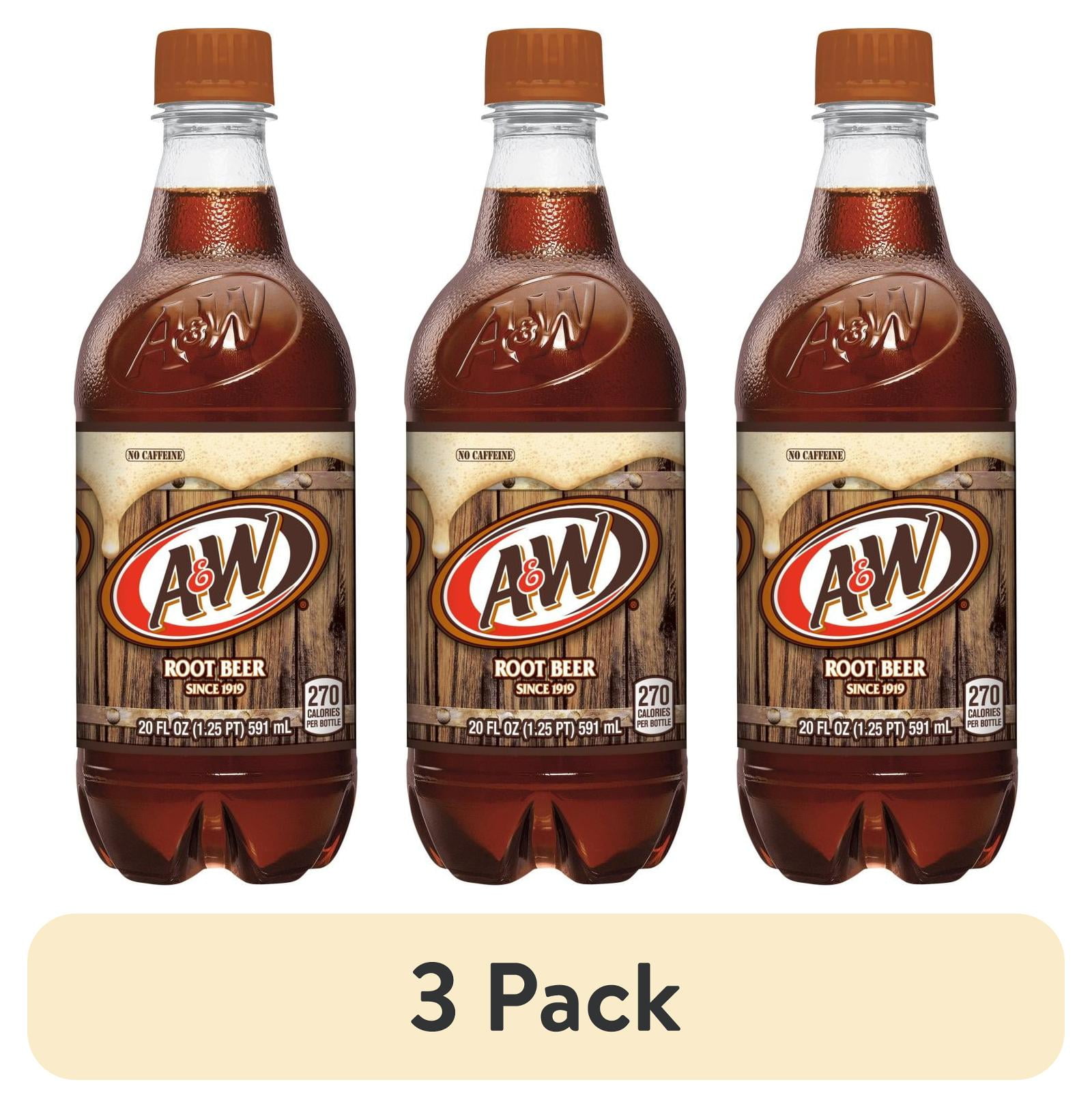 (3 pack) A&W Soda, No Caffeine, Root Beer - 20 oz- Pack of 2 - Walmart.com
