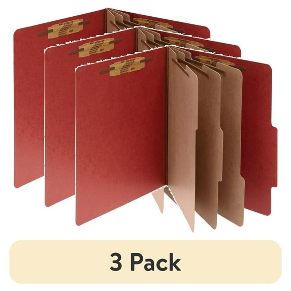 (3 pack) ACCO 25-Point Pressboard Classification Folders, Legal, 8-Section, Earth Red, 10-Pack