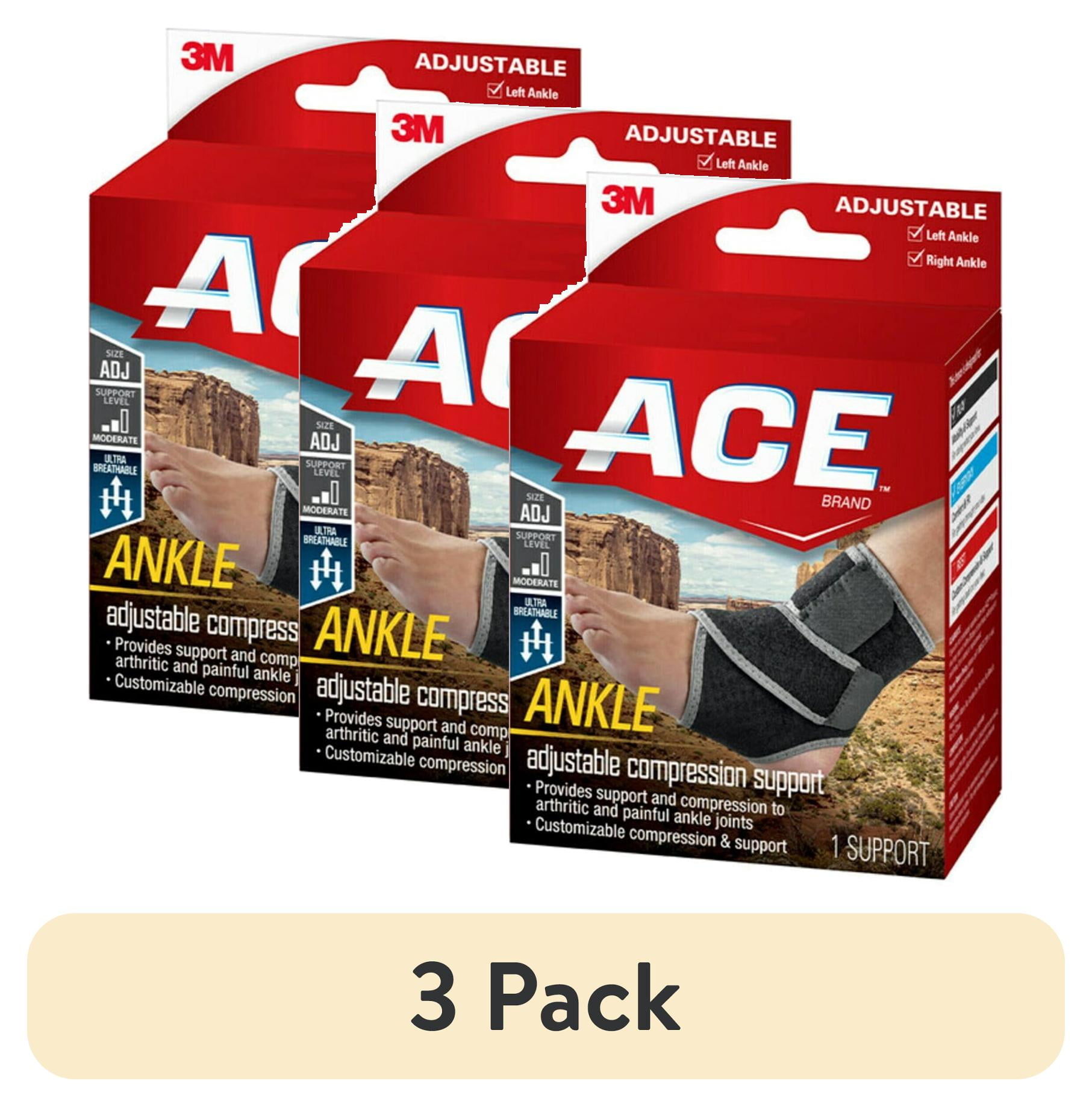 (3 pack) ACE Brand Neoprene Ankle Support, Adjustable, Breathable