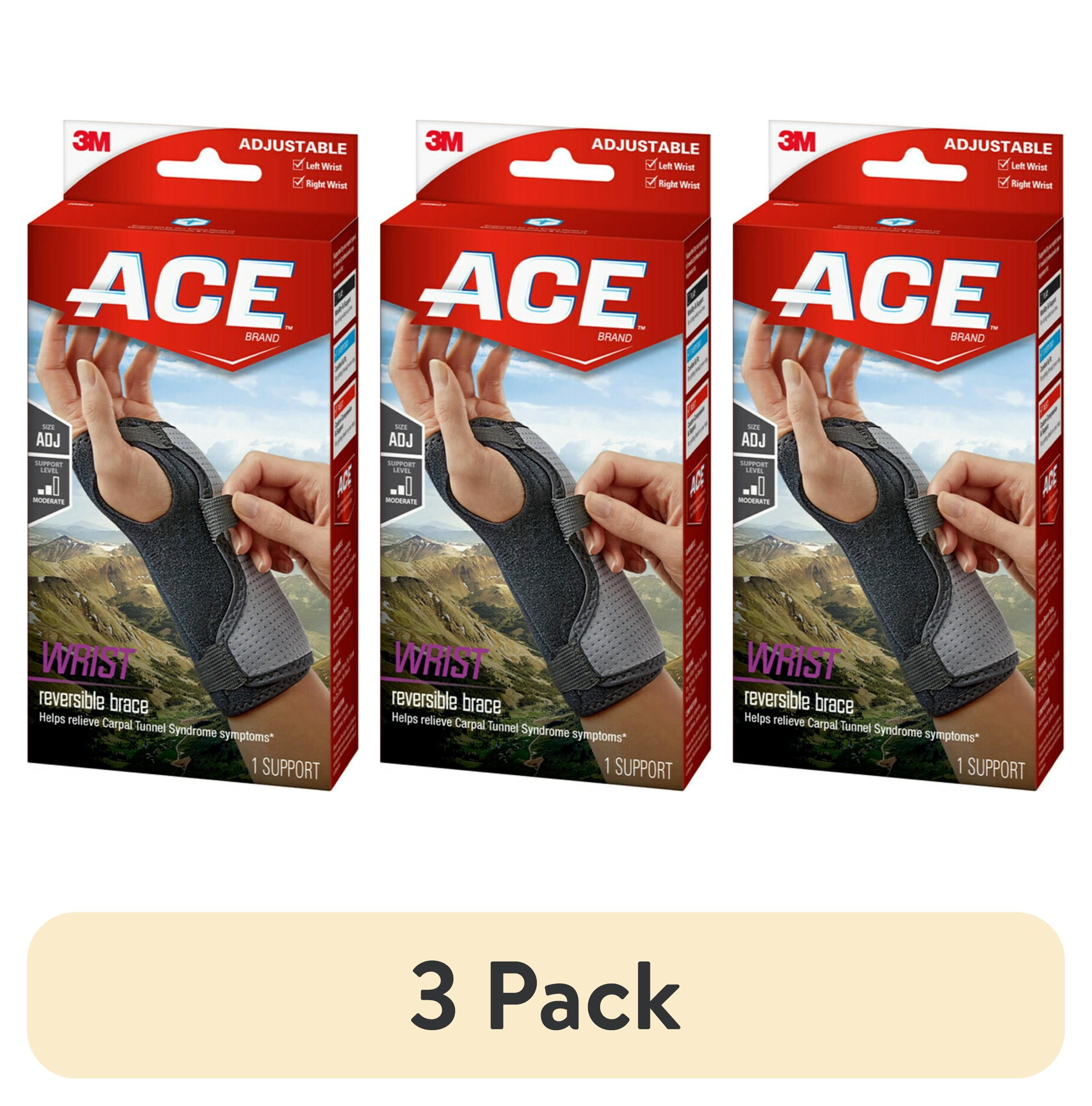 (3 pack) ACE Brand Splint Wrist Brace, Reversible, Adjustable, One Size