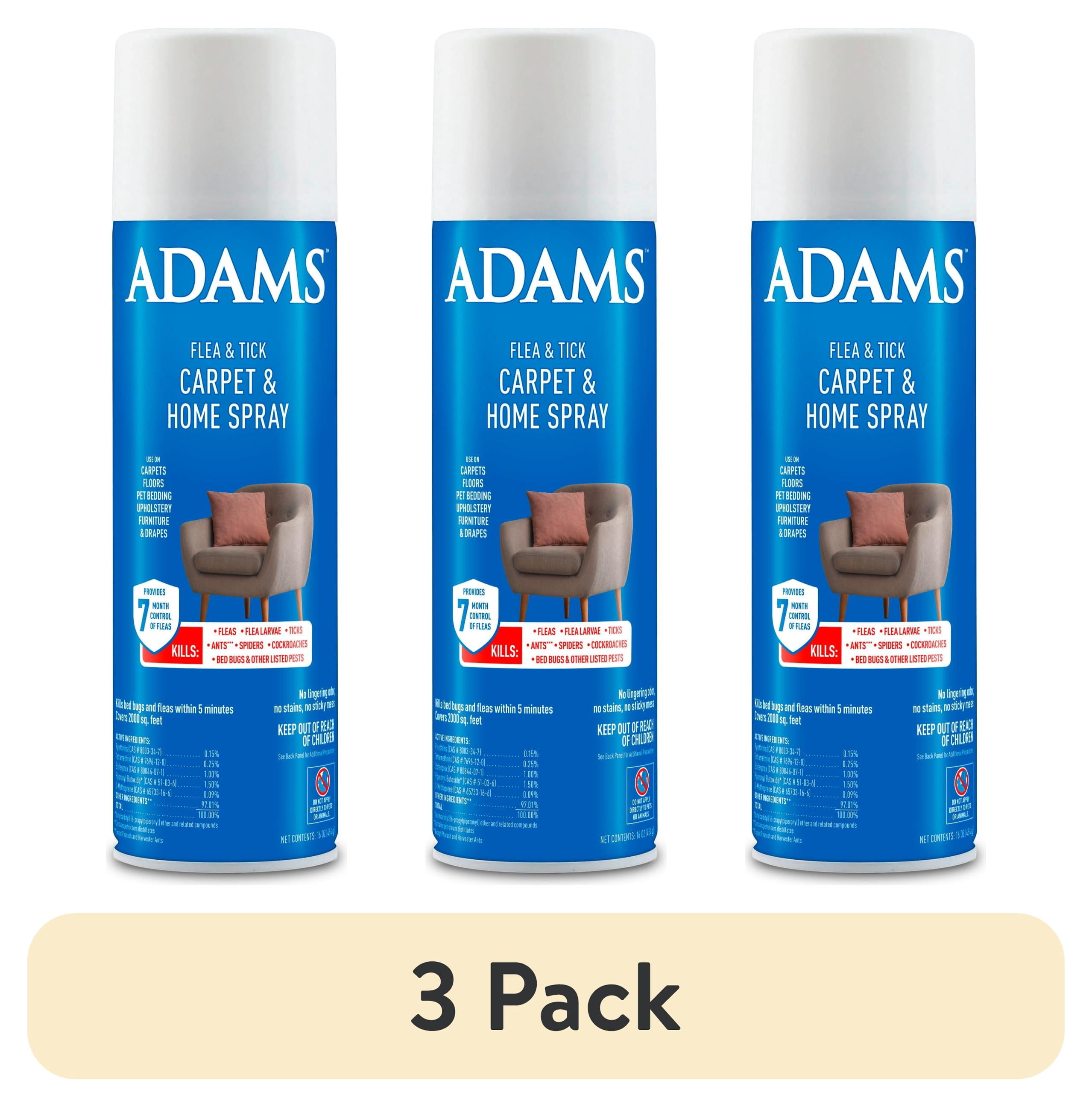 (3 pack) ADAMS Flea & Tick Carpet & Home Spray, Kills Bed Bugs, Fleas, Ticks, Spiders, Ants, For Indoor Home Treatment, 7 Month Flea Protection, Treats Up to 2,000 Sq Ft, 16 oz