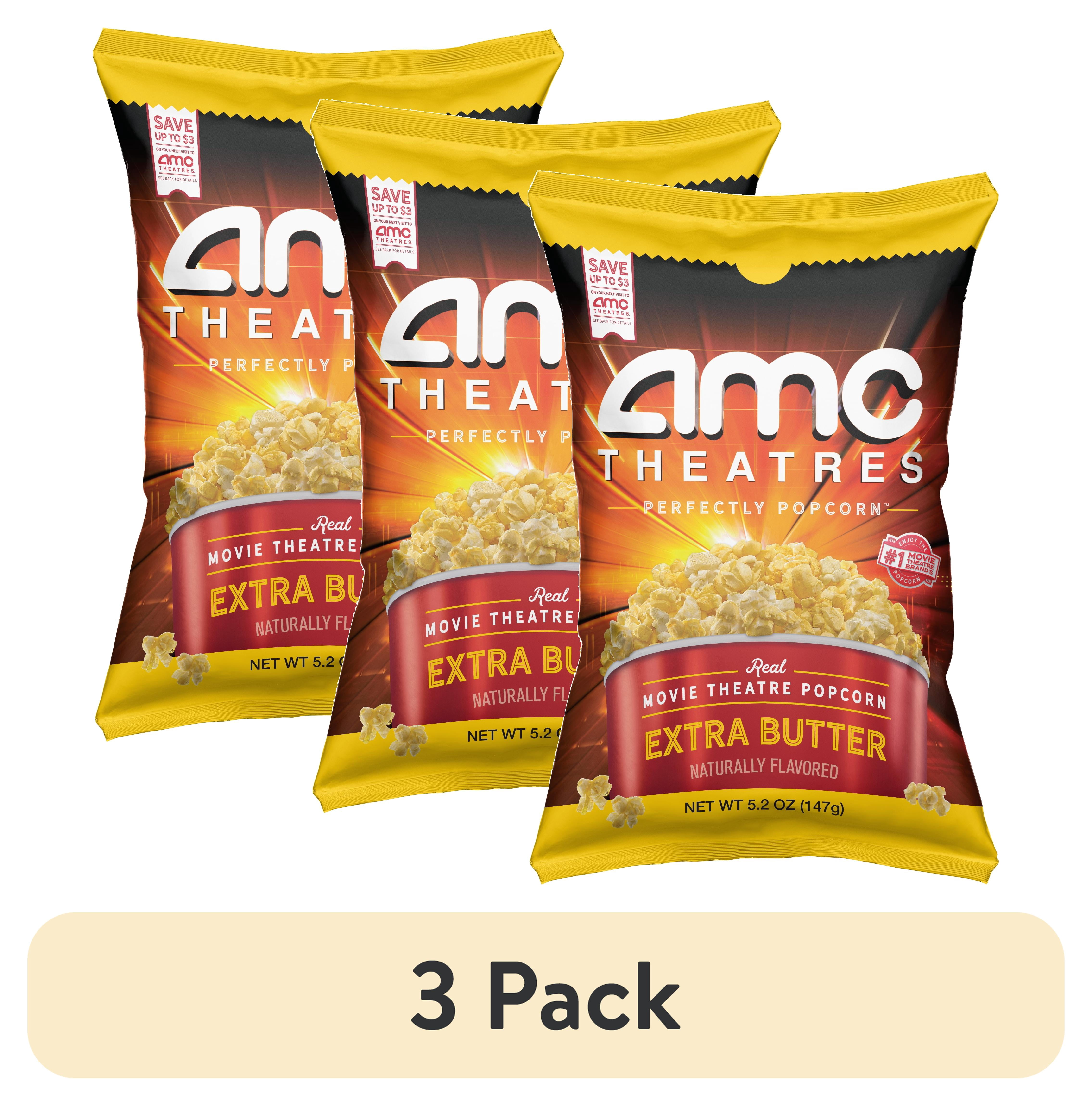 (3 pack) AMC Theatres Ready to Eat Popcorn, Extra Butter