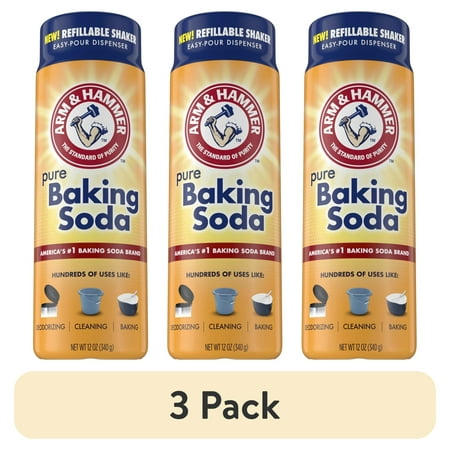 (3 pack) ARM & HAMMER Baking Soda Refillable Shaker, For Baking, Cleaning & Deodorizing, 12 oz