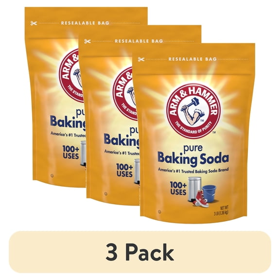(3 pack) ARM & HAMMER Baking Soda for Cooking, Cleaning, Laundry, Deodorizing, & More, 3 lb Bag