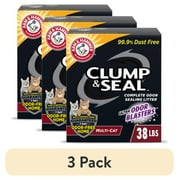 3 pack ARM & HAMMER Clump & Seal Cat Litter Multi-Cat Complete Odor Sealing Clay Clumping Cat Litter, 38 lb