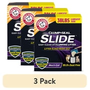 3 pack ARM & HAMMER Clump & Seal SLIDE Cat Litter, Easy Clean-up Multi-Cat Clumping Litter, 38 lbs
