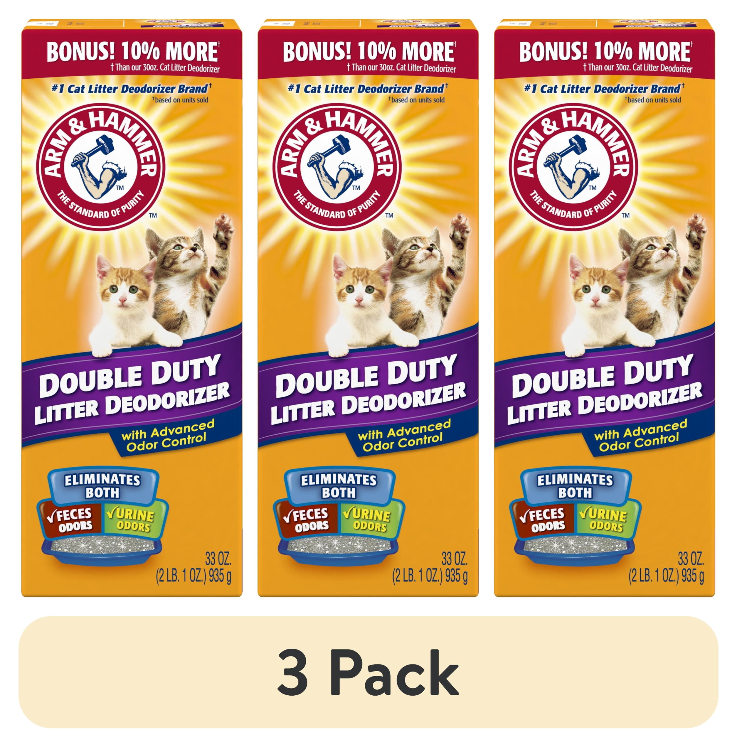 (3 pack) ARM & HAMMER Double Duty Cat Litter Deodorizer and Pet Odor Eliminator, 33 oz Box