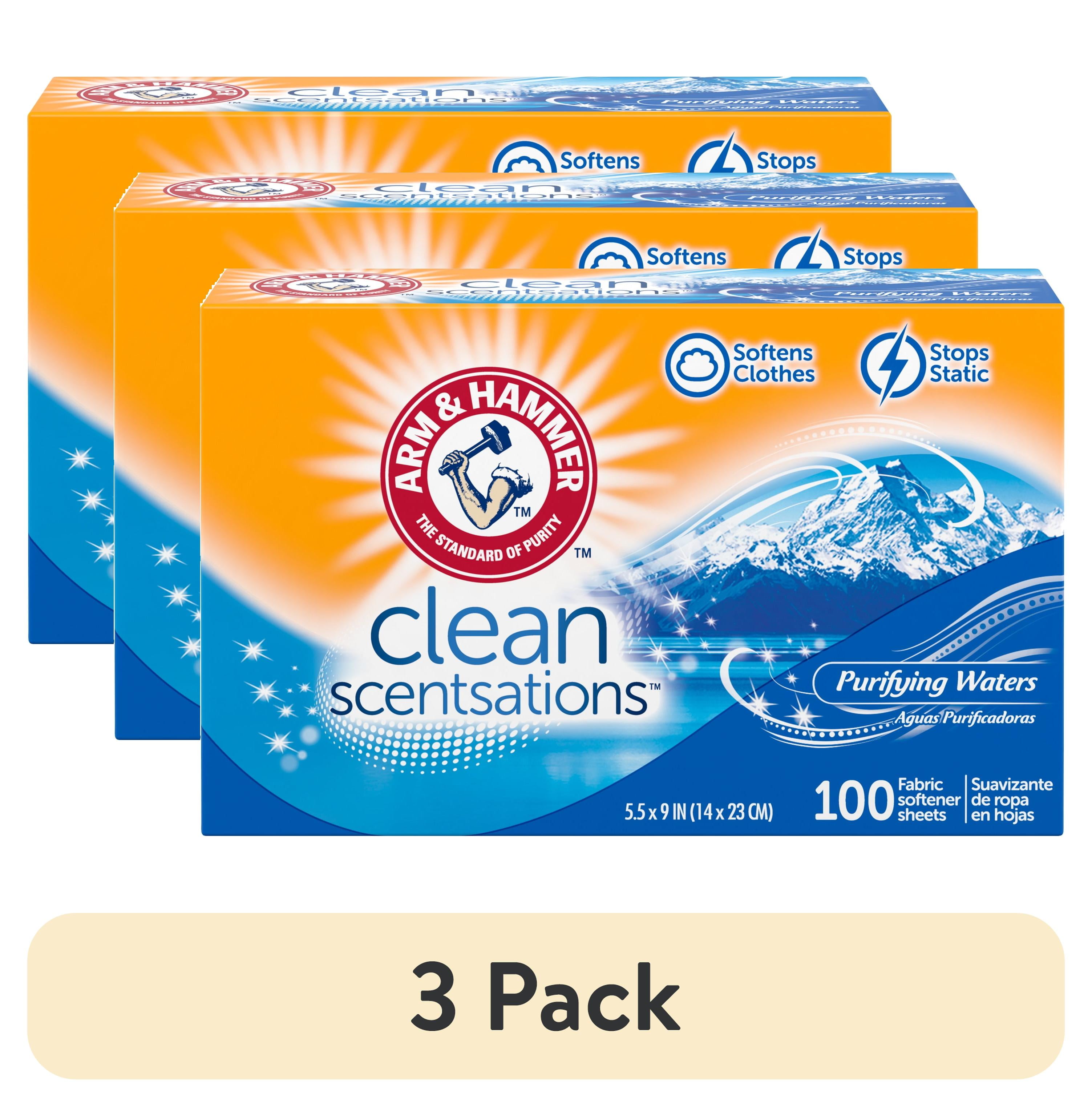 (3 pack) ARM & HAMMER Fabric Softener Sheets, 100 sheets, Purifying Waters