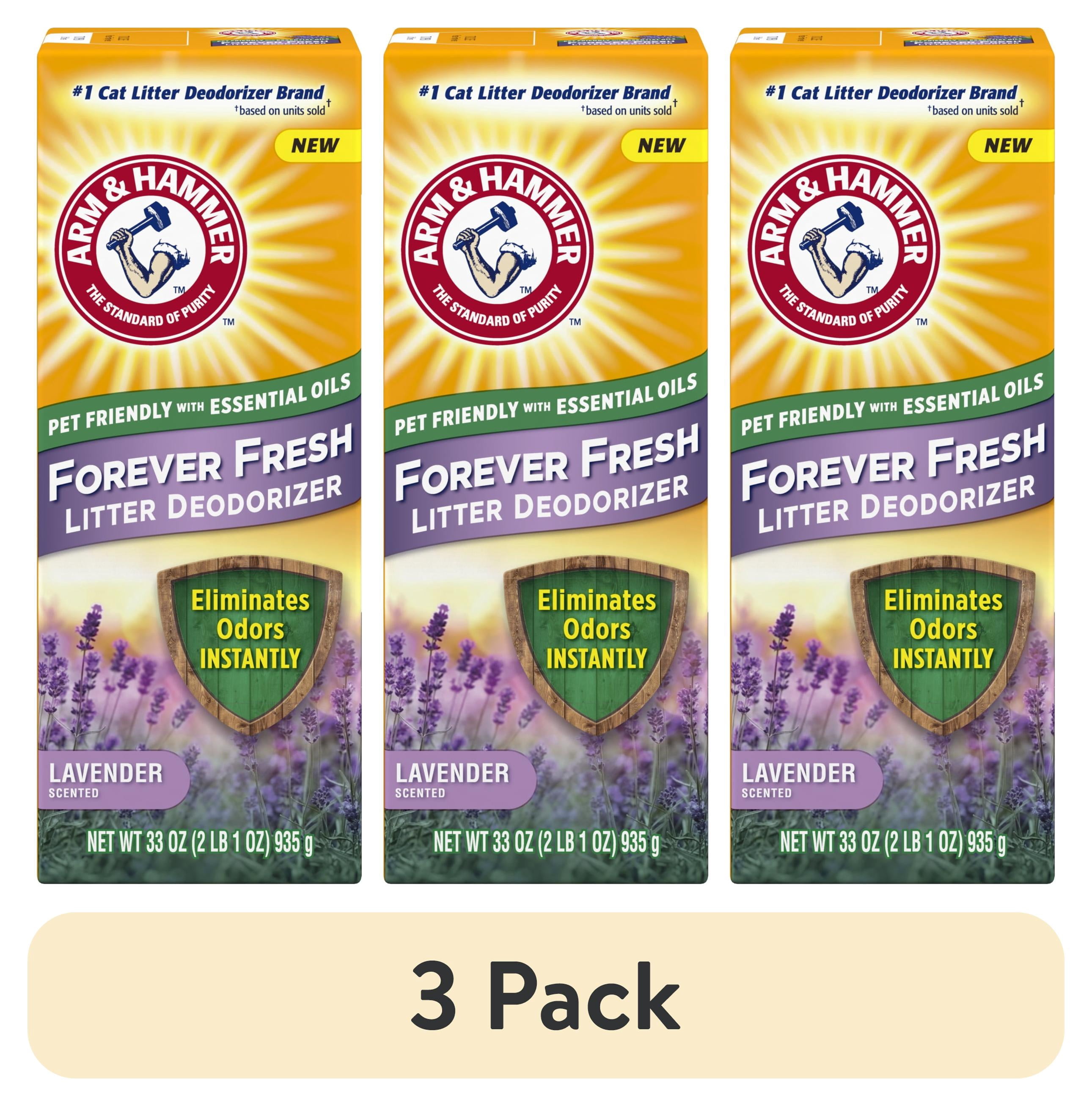 (3 pack) ARM & HAMMER Forever Fresh Cat Litter Deodorizer, Pet-Friendly Lavender Scent, 33 oz