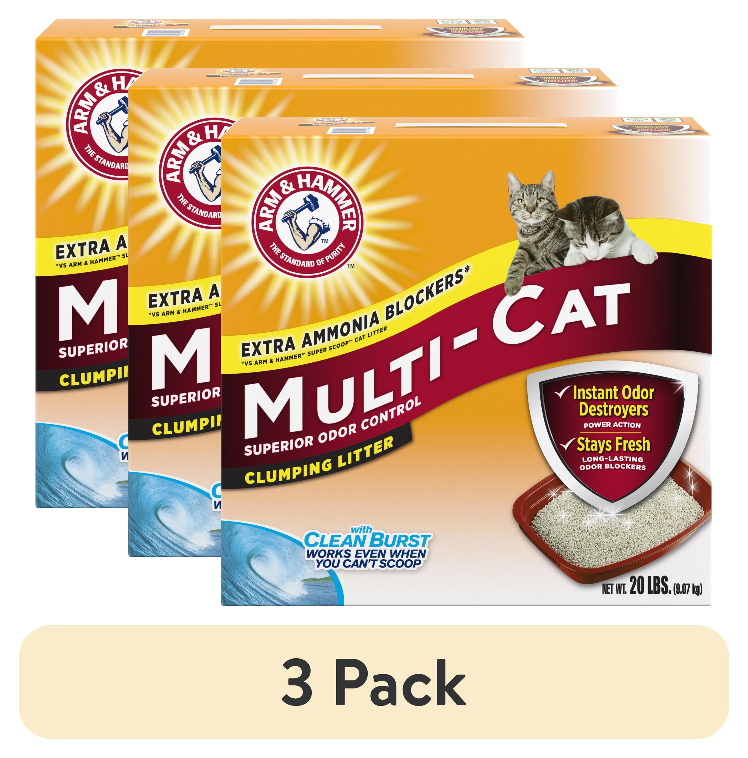 (3 pack) ARM & HAMMER Multi-Cat Clumping Litter, Scented, 20 lb