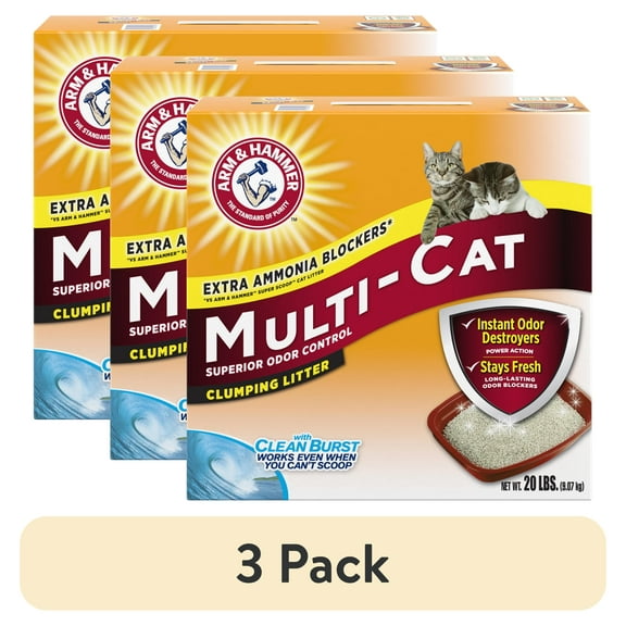 (3 pack) ARM & HAMMER Multi-Cat Clumping Litter, Scented, 20 lb