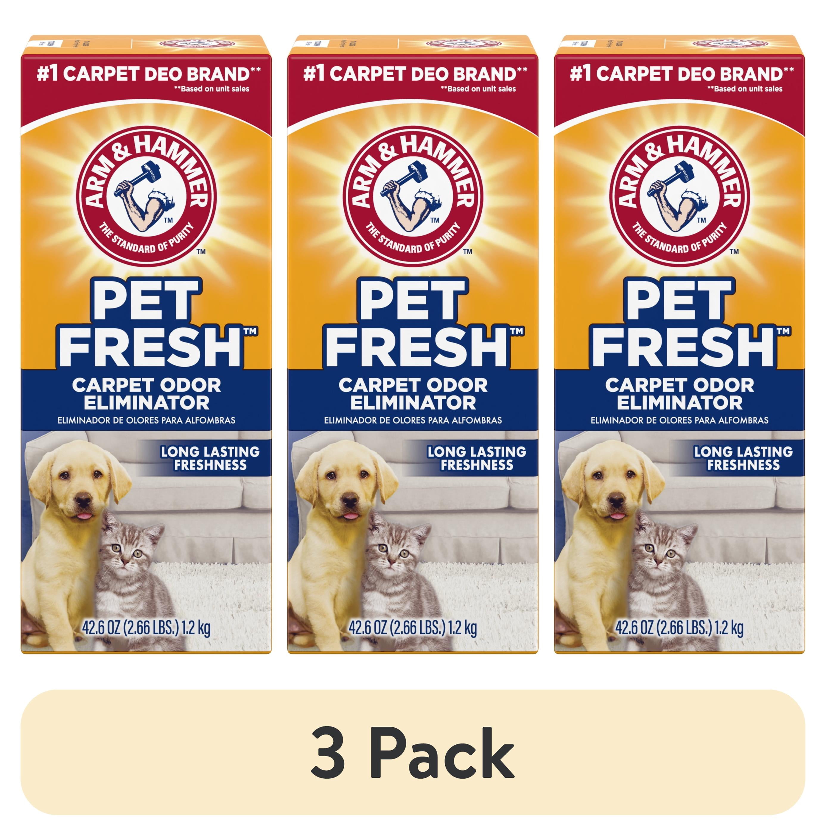 (3 pack) ARM & HAMMER Pet Fresh Carpet Odor Eliminator, for Homes with Dogs and Cats, Fresh Scent, 42.6 oz