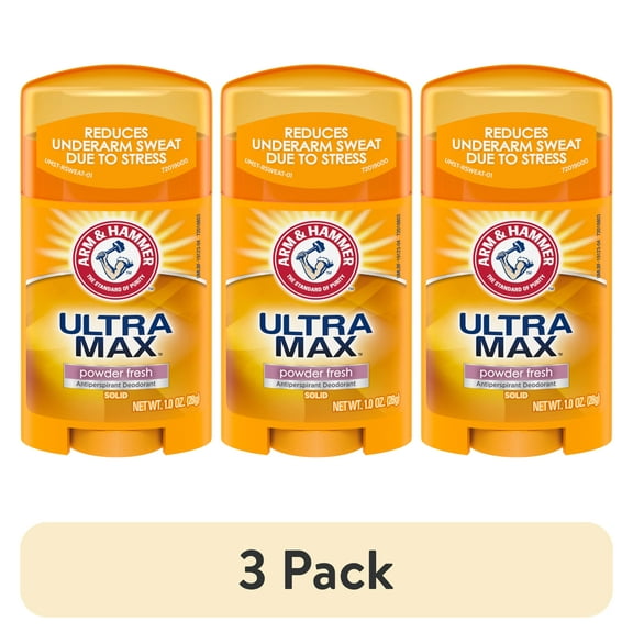 (3 pack) ARM & HAMMER ULTRA MAX Solid AntiPerspirant Deodorant, Powder Fresh, 1.0 oz.