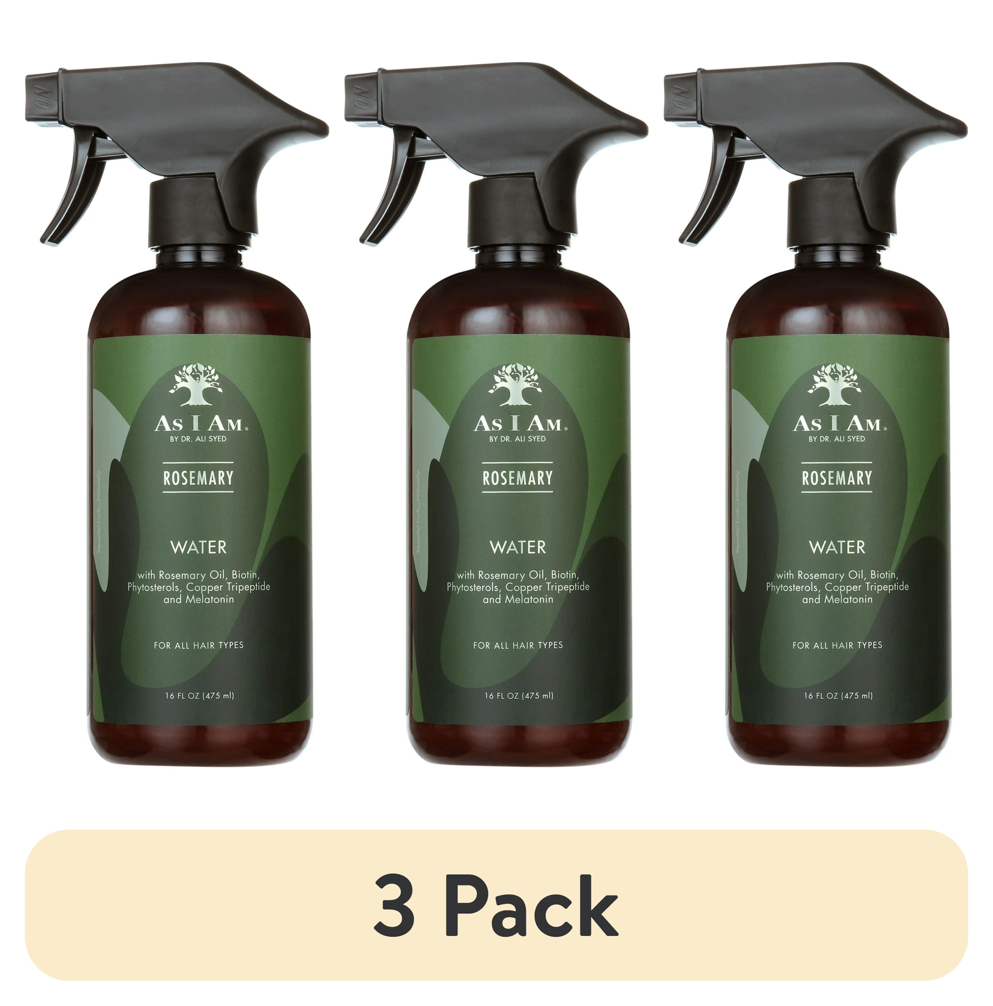 (3 pack) As I Am Rosemary Water Scalp Treatment Spray with Biotin, Saw Palmetto and Melatonin for Hair Density and Thinning Hair, 16 fl oz