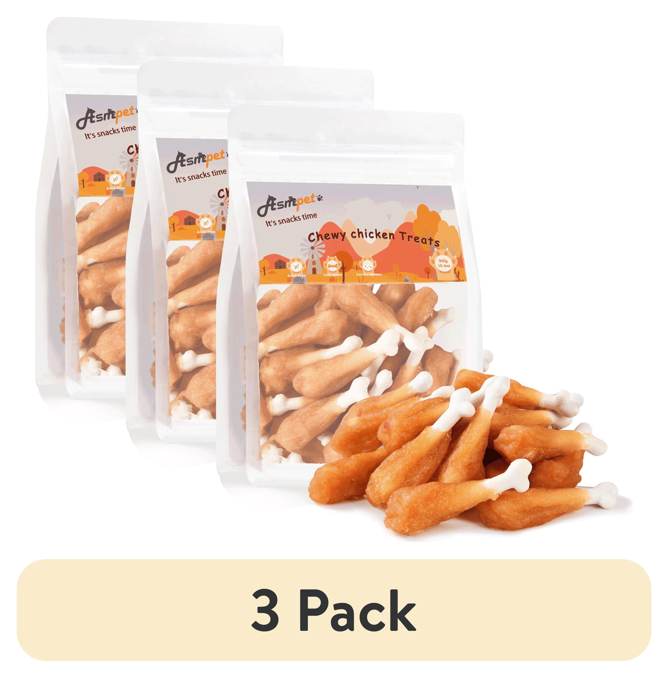 (3 pack) ASMPET Chicken Wrap Sticks, Healthy Dog Treats, Calcium Bone, Training Treats for All Dog Sizes, 10.6 oz