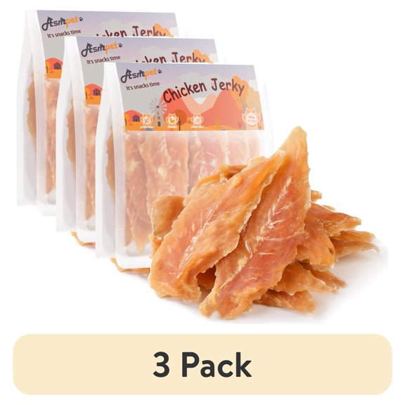 (3 pack) ASMPET Chicken Jerky for Dogs | Low Fat Chicken Tender Treats for Small Medium Large Dogs, 11oz