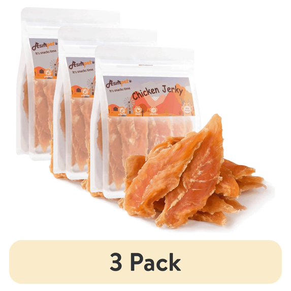 (3 pack) ASMPET Chicken Jerky for Dogs | Low Fat Chicken Tender Treats for Small Medium Large Dogs, 11oz
