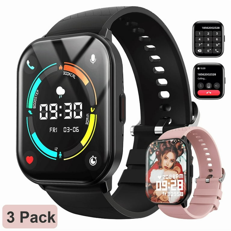 3 pack) AUOSHI Smart Watch fits for Android & iPhone (Bluetooth 