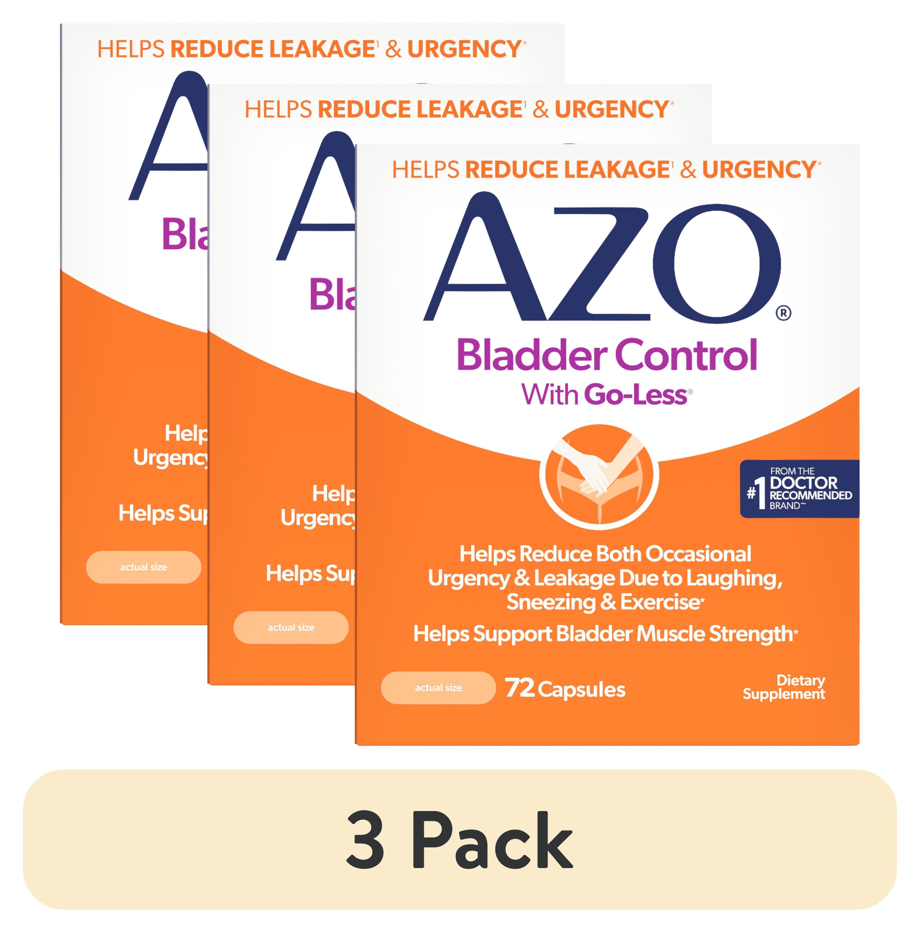 (3 pack) AZO Bladder Control with Go-Less® Blend Daily Supplement, Reduces Urgency & Leakage Naturally with 24-HR Support, 72 Count