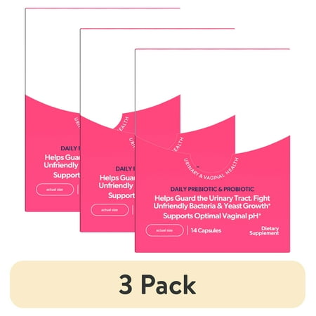 (3 pack) AZO Dual Protection Urinary & Vaginal Support Supplement, Prebiotic + Probiotic Blend for Balanced Health & Discomfort Relief, 14 Count
