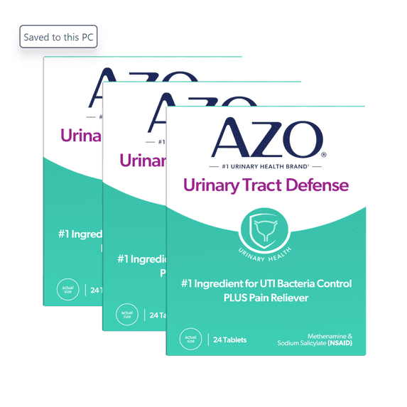(3 pack) AZO Urinary Tract Defense Tablets, Antibacterial Protection & Pain Relief for UTI Infection Control, FSA/HSA Eligible, 24 Count