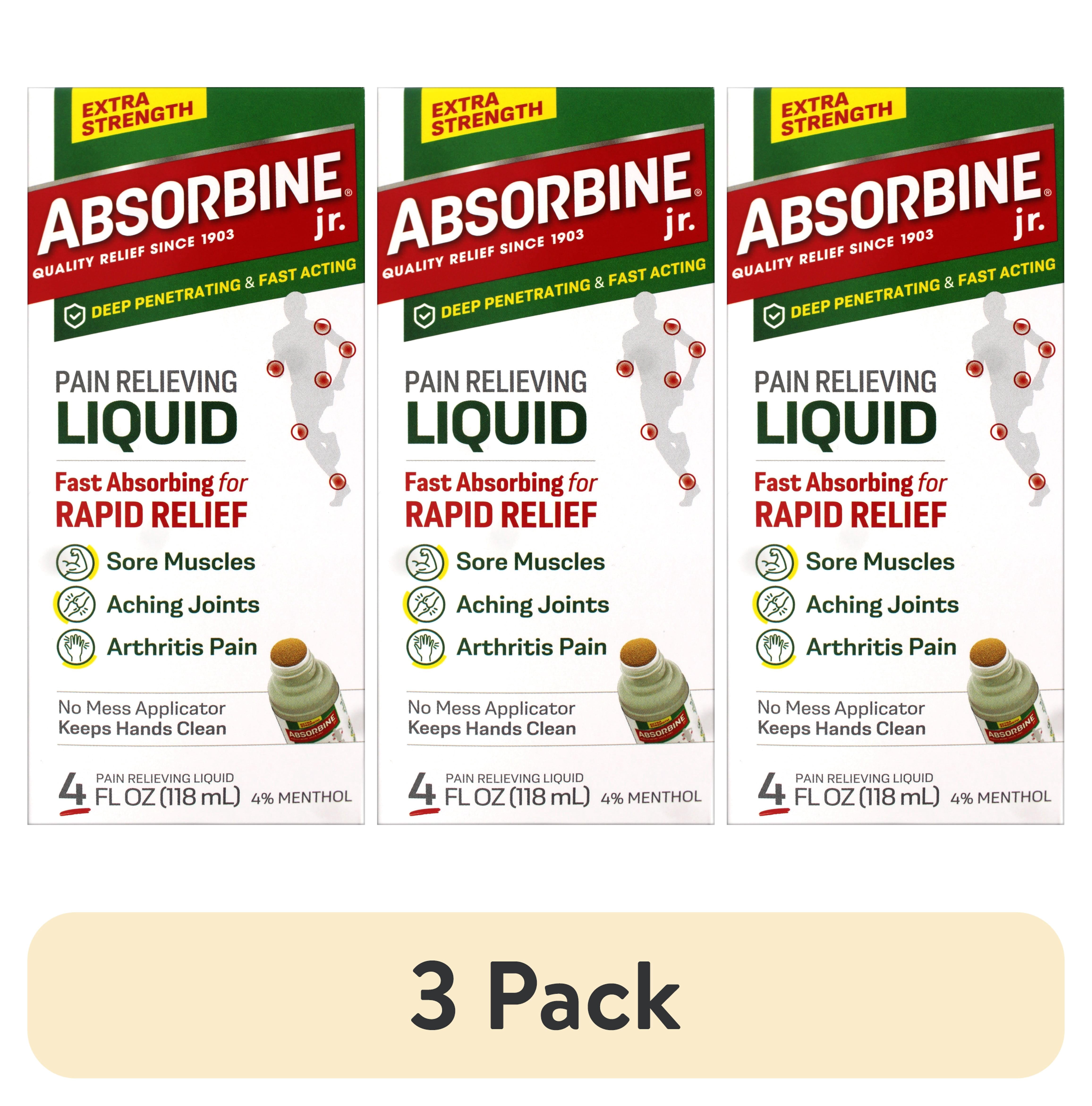 (3 pack) ABSORBINE JR. Extra Strength Pain Relieving Liquid, for Muscle ...