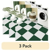 (3 pack) Abyssaly 12" x 12" (10Pcs) Peel and Stick Floor Tile Vinyl Flooring Checkered Floor Tile Suit for Bathroom and Kitchen (White and Green)
