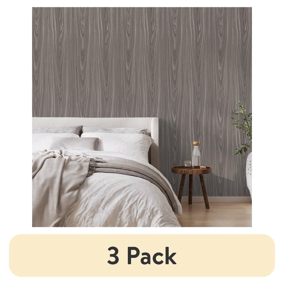 (3 pack) Abyssaly 15.7" x 118" Gray Wood Peel and Stick Wallpaper Self-adhesive Removable Wallpaper for Bedroom Cabinets Desk Drawer Lining