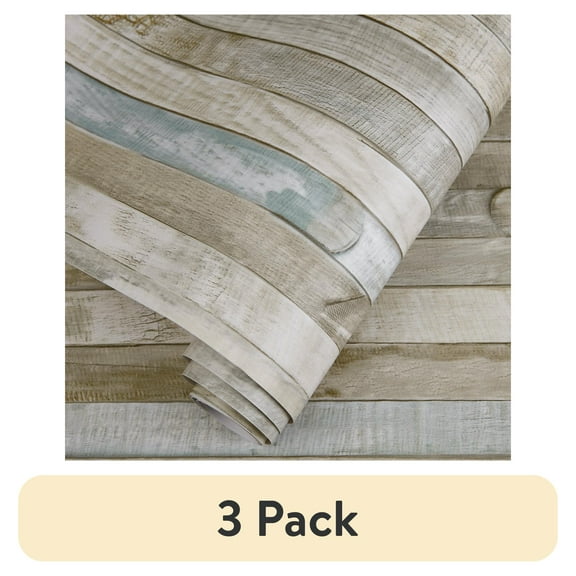 (3 pack) Abyssaly  17.7" x 118" Blue Rustic Wood Peel and Stick Wallpaper Removable Self-Adhesive Wallpaper Vinyl Wood Wall Contact Paper for Home Decoration Wall Covering Old Furniture Renovation
